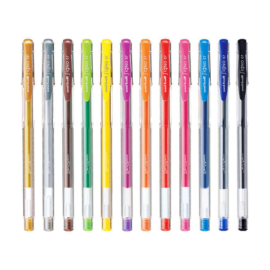 uni-ball Signo UM-100 0.7mm Gel Pen, Multicolour Ink, Pack of 12