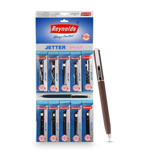 Reynolds JETTER AEROSOFT Retractable Ball Pen, Blue Ink, Pack of 10