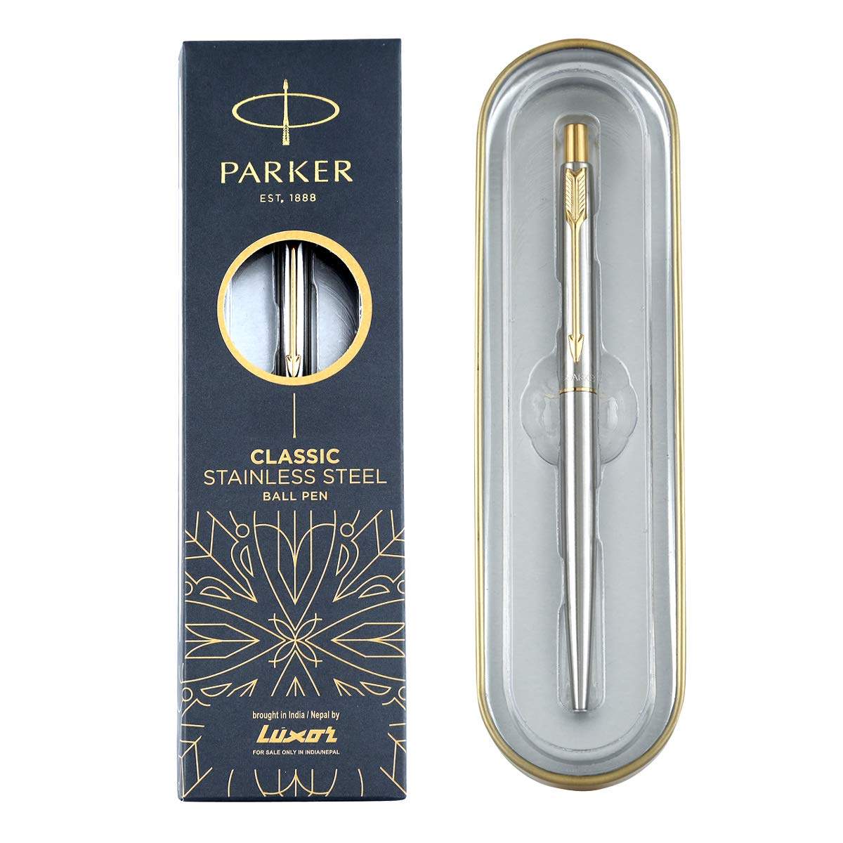 Parker Functional Classic  Stainless Steel Ball Pen Gold Trim