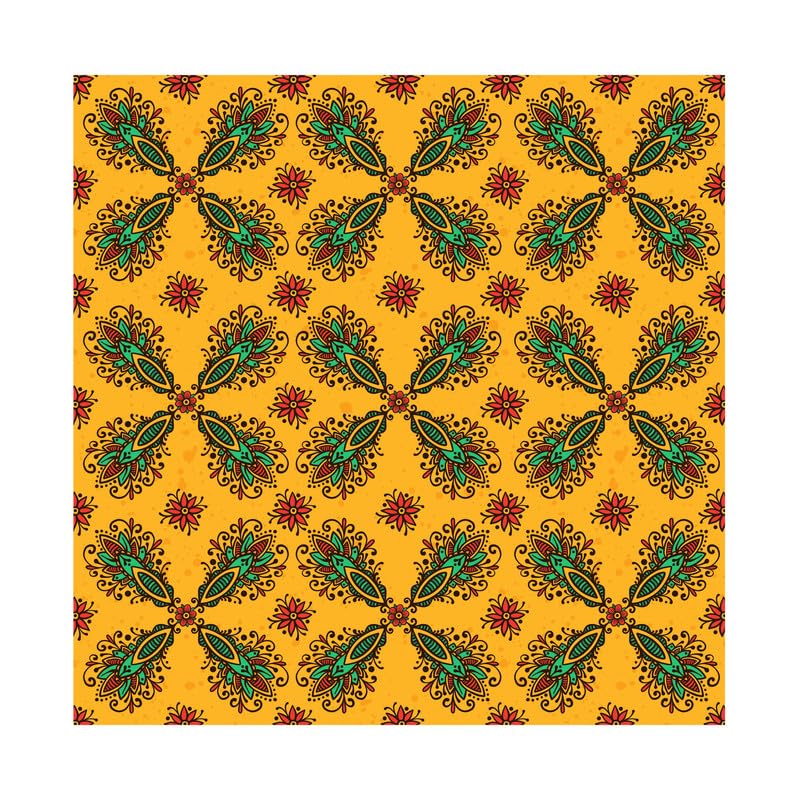 PaperPep Yellow Traditional Festive Mandala Print 19"X29" Gift Wrapping Paper, Pack of 5