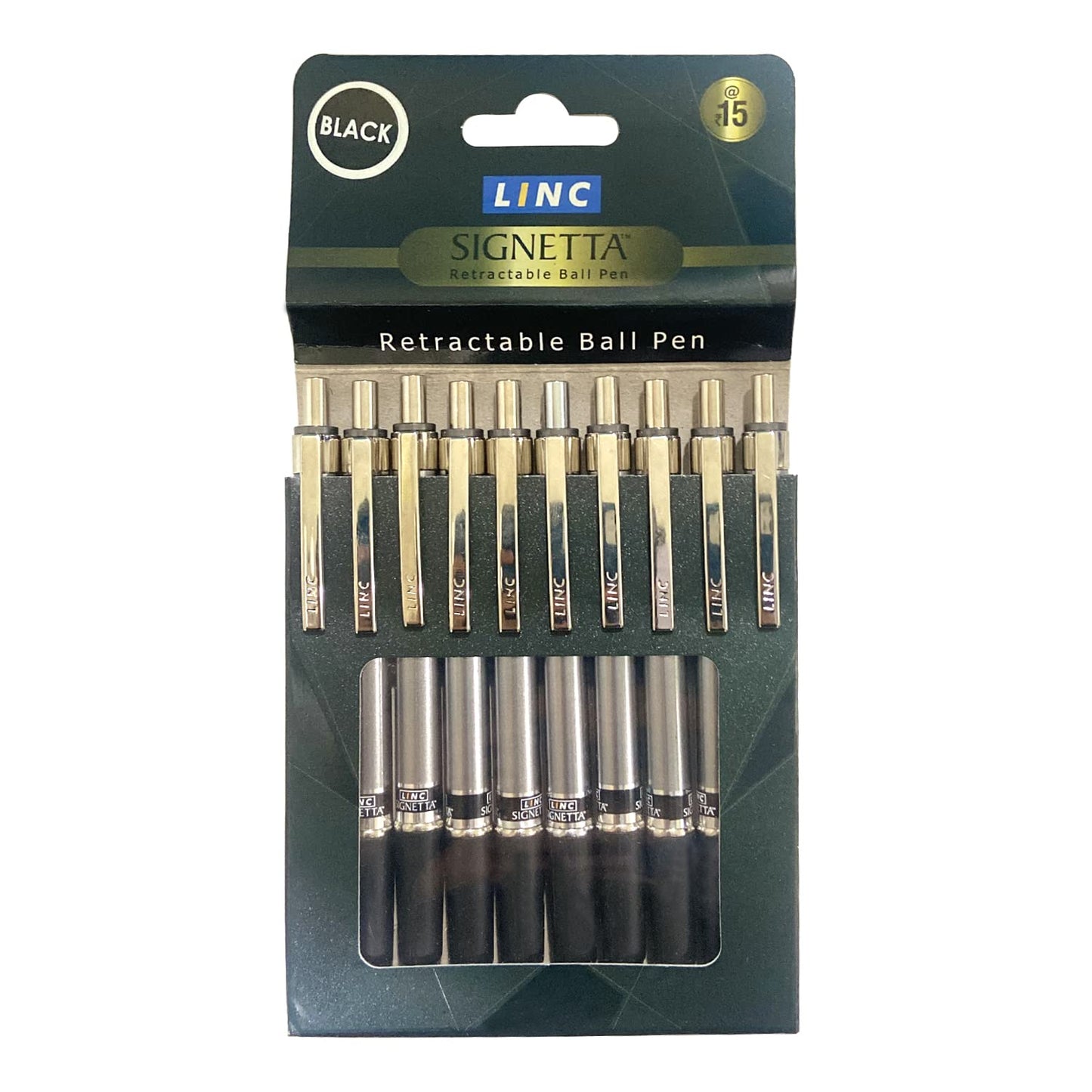 Linc Signetta Fine 0.7 mm Retractable Ball Pens (Black Ink, 10 pcs)