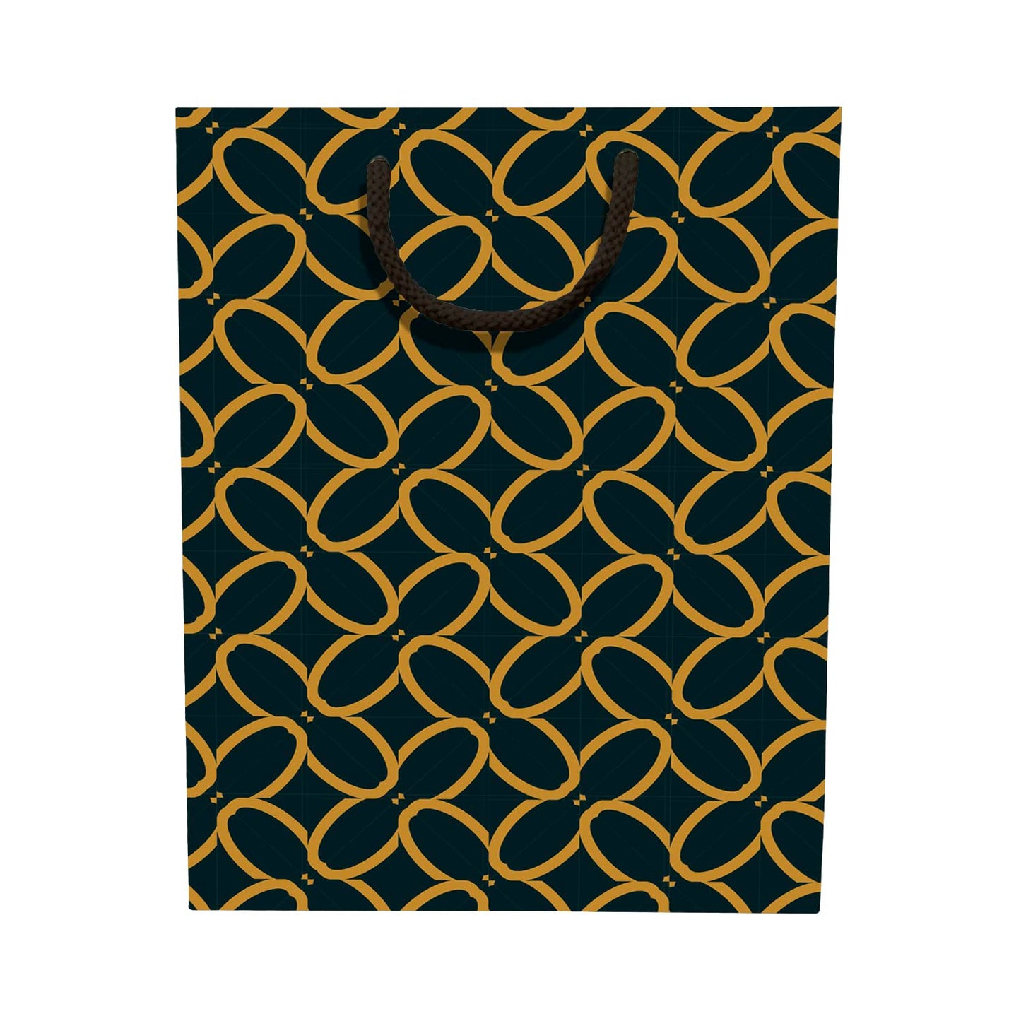 PaperPep Golden Abstract Ornamental Print 7"X4"X9" Gifting Paper Bag