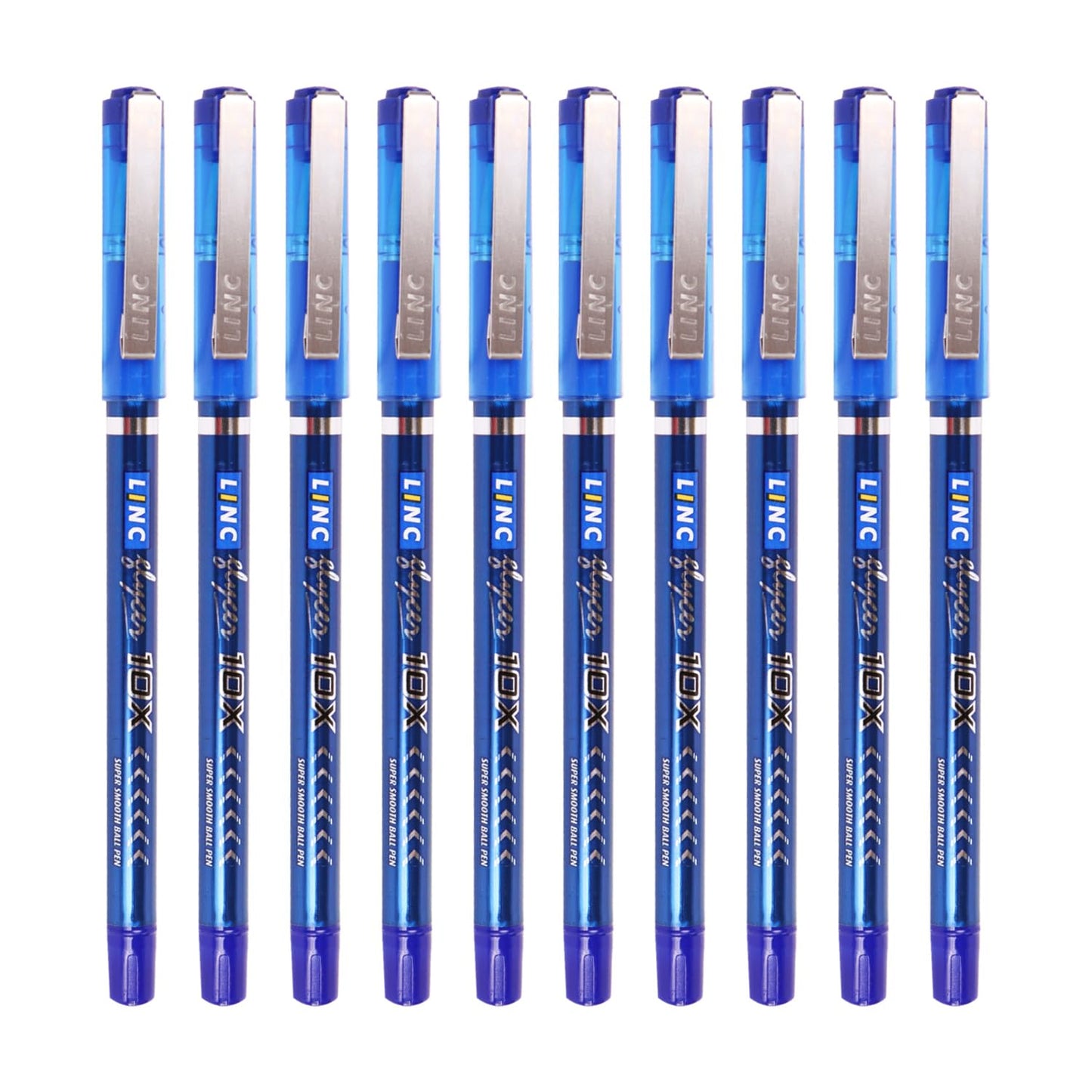 Linc Glycer 10X Ball Pen, Blue Ink, Pack Of 10 Pens