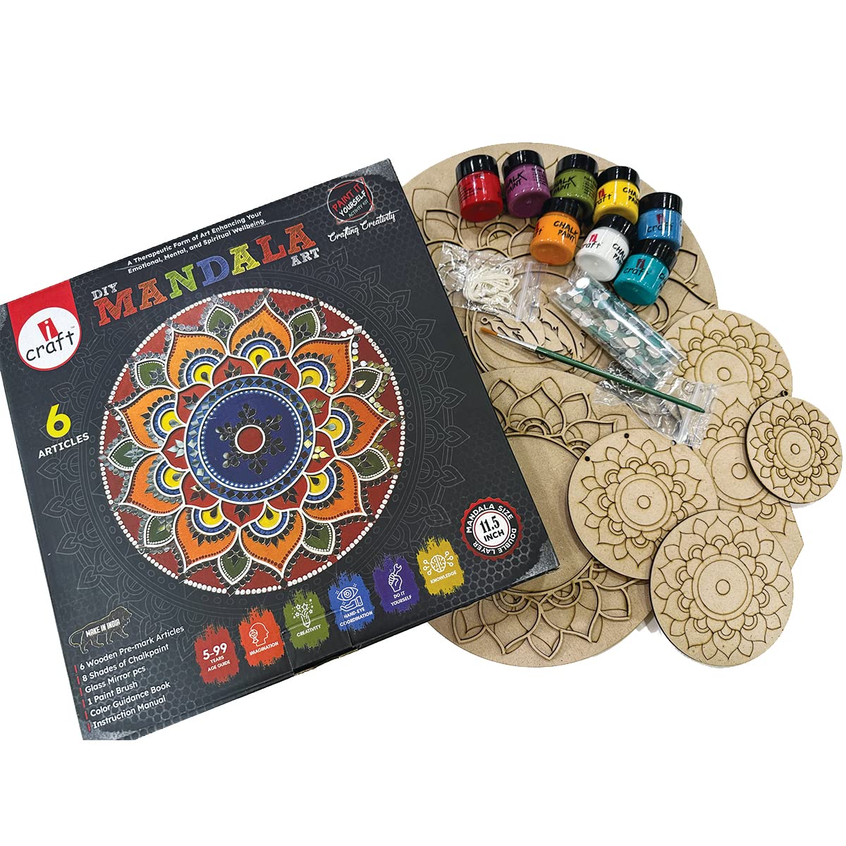 iCraft DIY Art and Craft Mandala Art, Set Of 6