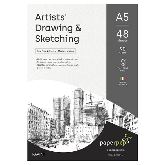 PaperPep Artists' Sketching & Drawing Paper 90GSM A5 Pack of 48