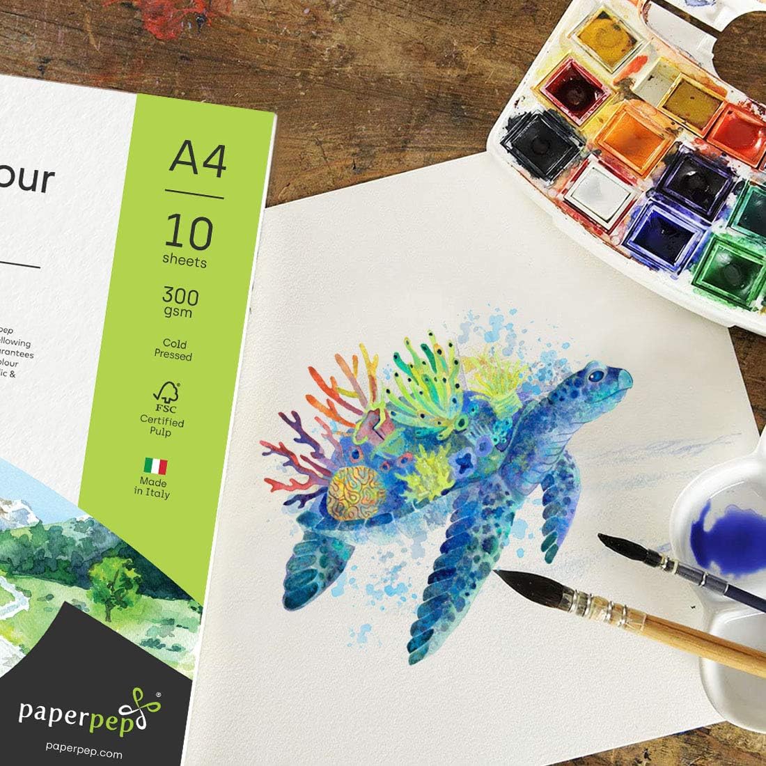 PaperPep Artists' Watercolour Paper 300GSM Cold Pressed A4 Pack of 10