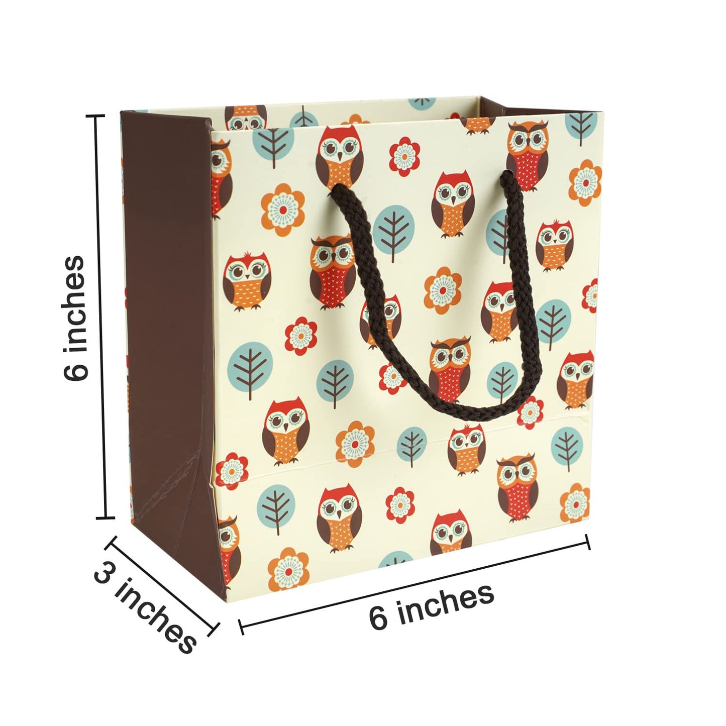 PaperPep Yellow Owl Print 6"X3"X6" Gifting Paper Bag