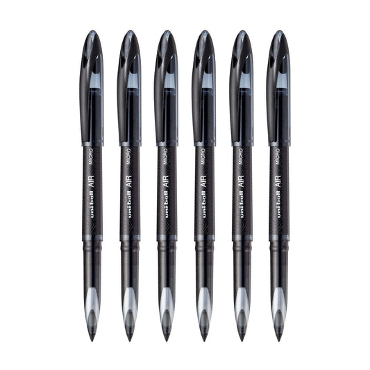 uni-ball Air UBA188M 0.5mm Roller Ball Pen, Black Ink, Pack of 6