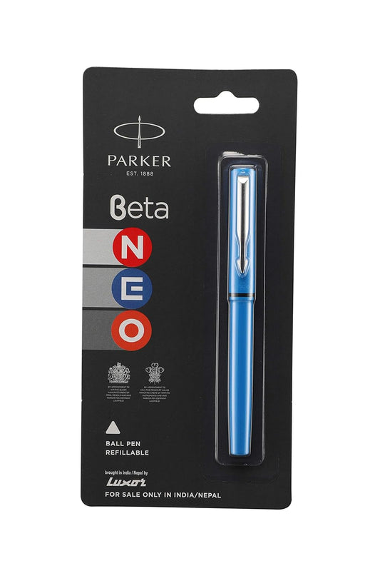 Parker Beta Neo Chrome Trim Roller Ball Pen, Blue Body Color, Ink Color - Blue