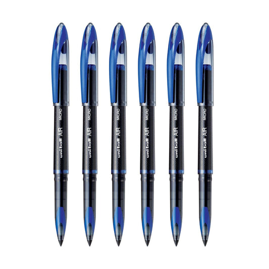 uni-ball Air UBA188M 0.5mm Roller Ball Pen, Blue Ink, Pack of 6