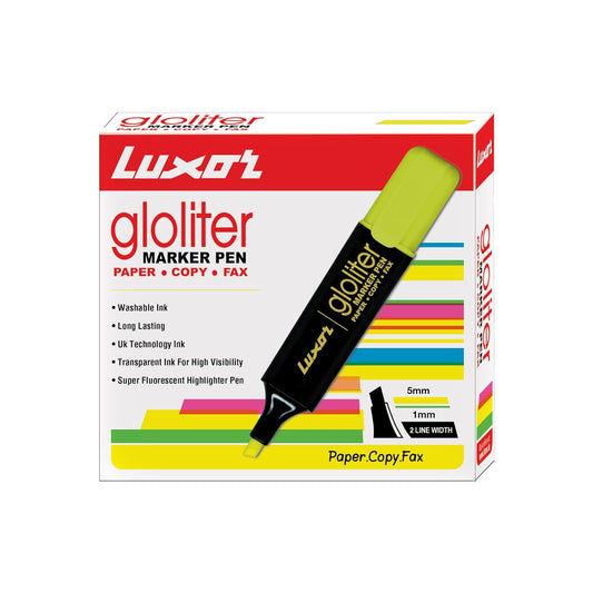 Luxor 887 N Chisel Point Highlighter, Yellow, Box of 10