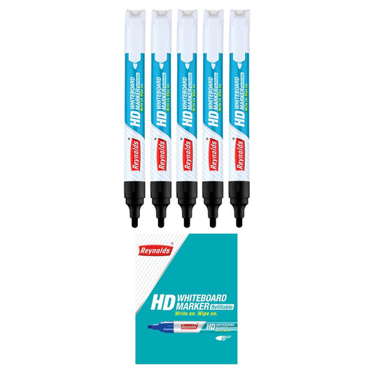 Reynolds HD Whiteboard Marker 5 CT Pen, Black Ink, Pack Of 1