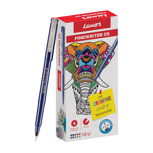 Luxor Fine Writer Red Color (pack Of 10 Pen)