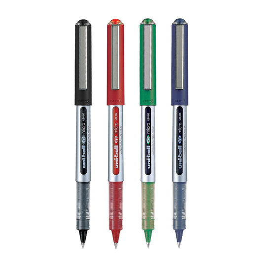 uni-ball Eye UB150 0.5mm Roller Ball Pen, Blue, Black, Red & Green Ink, Pack of 4