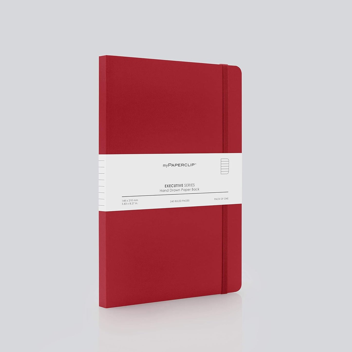 myPAPERCLIP Executive Series Notebook, Large, 192 Pages, Plain, Red, Pack Of 1