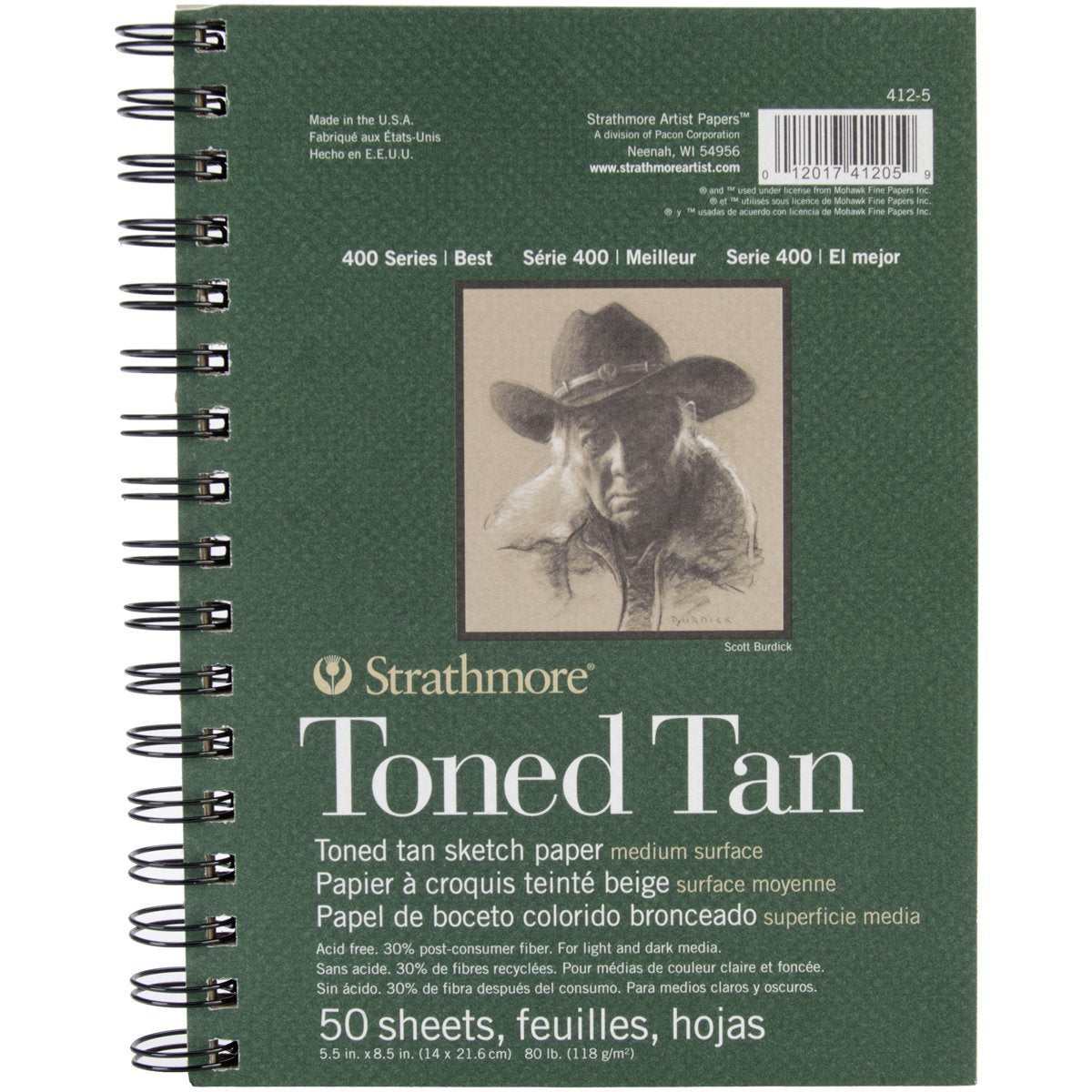 Strathmore 400 Series Toned Tan, Warm 118 GSM Paper, Album of 50 Sheets