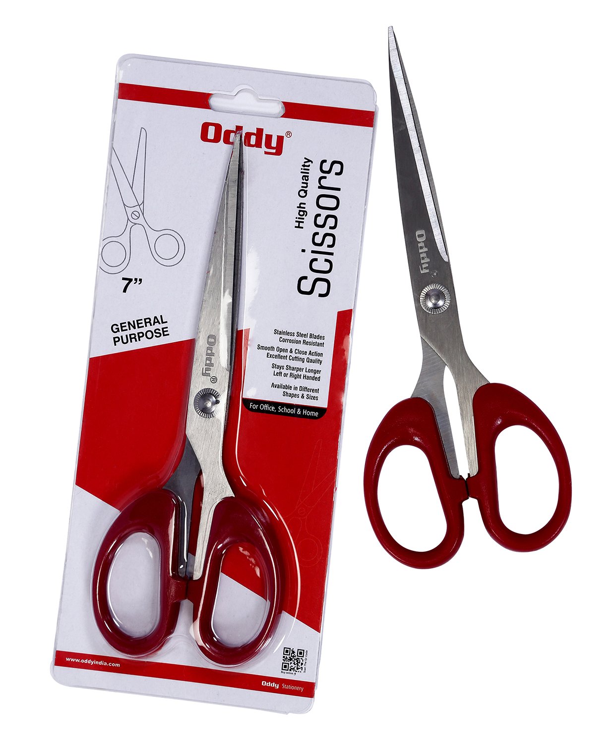 Oddy General Purpose Scissor - 7" Stainless Steel Ultra Sharp Blade - Maroon, Pack of 1