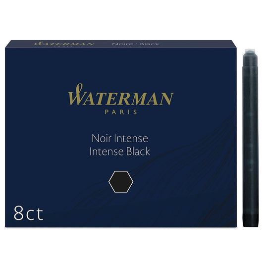 Waterman Ink Cartridges, Black Ink, Pack Of 8