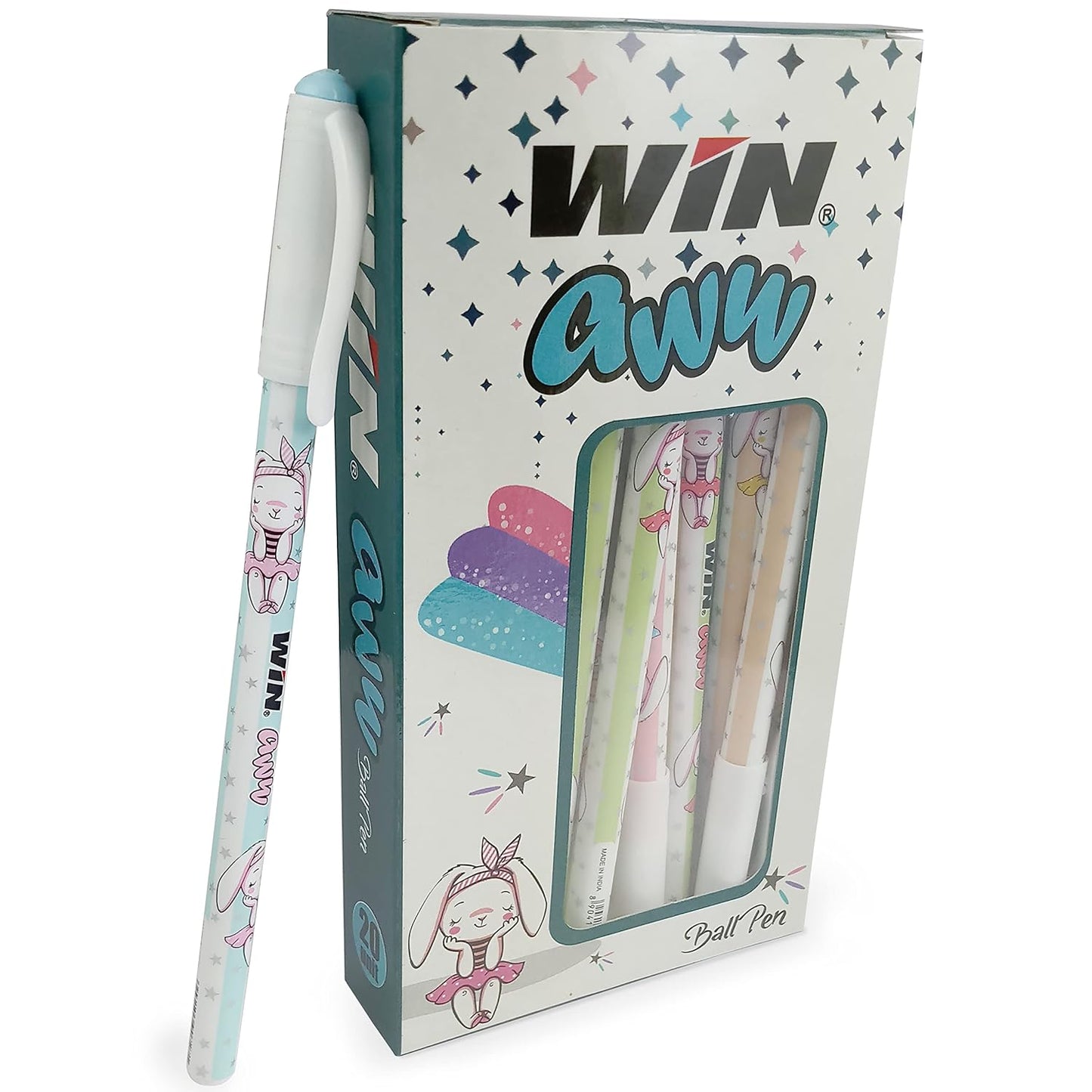 Win Aww Ball Pen, 0.7mm, Blue Ink, Pack of 20