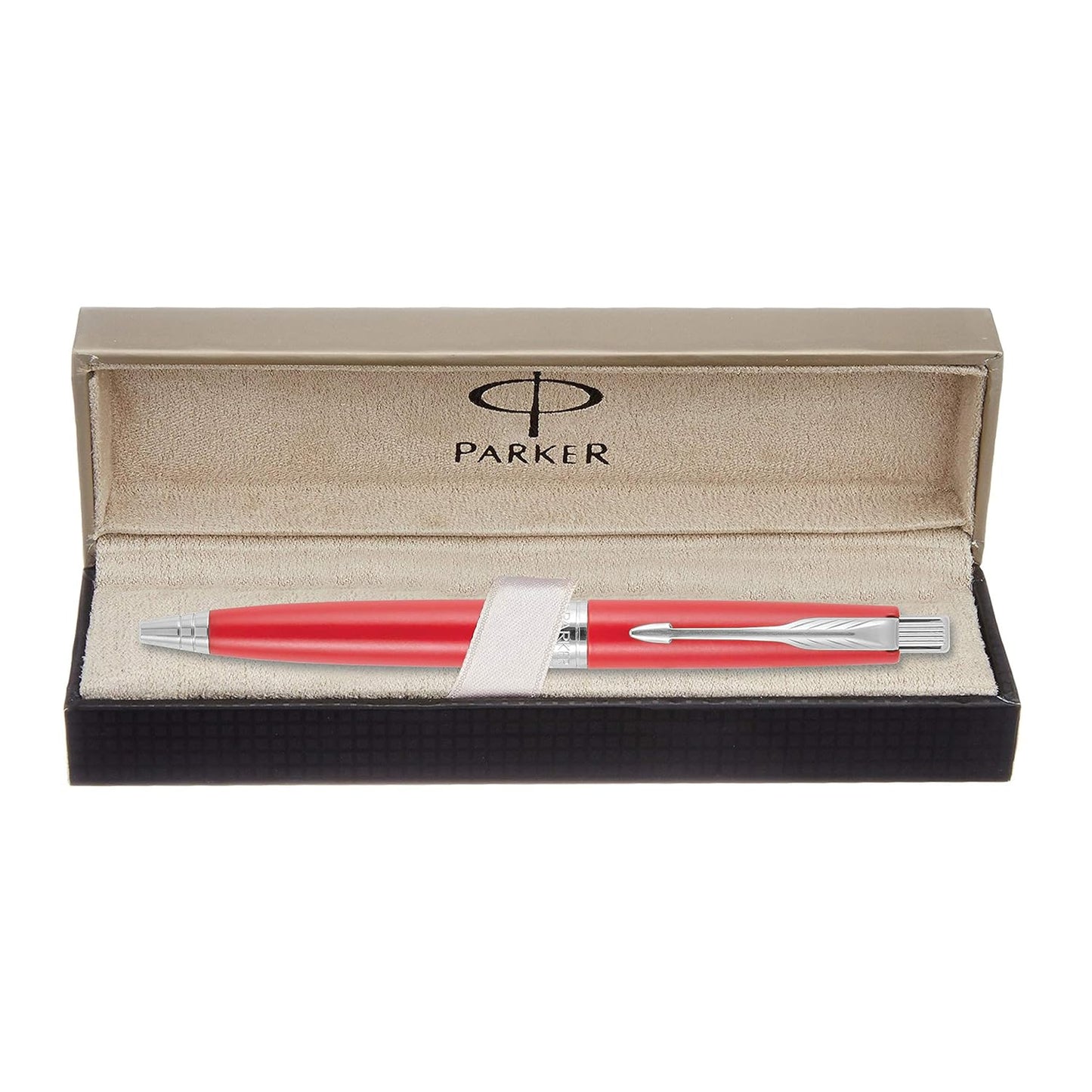 Parker Premium Aster Matte Red Chrome Trim Ball Pen, Blue Ink, Pack Of 1