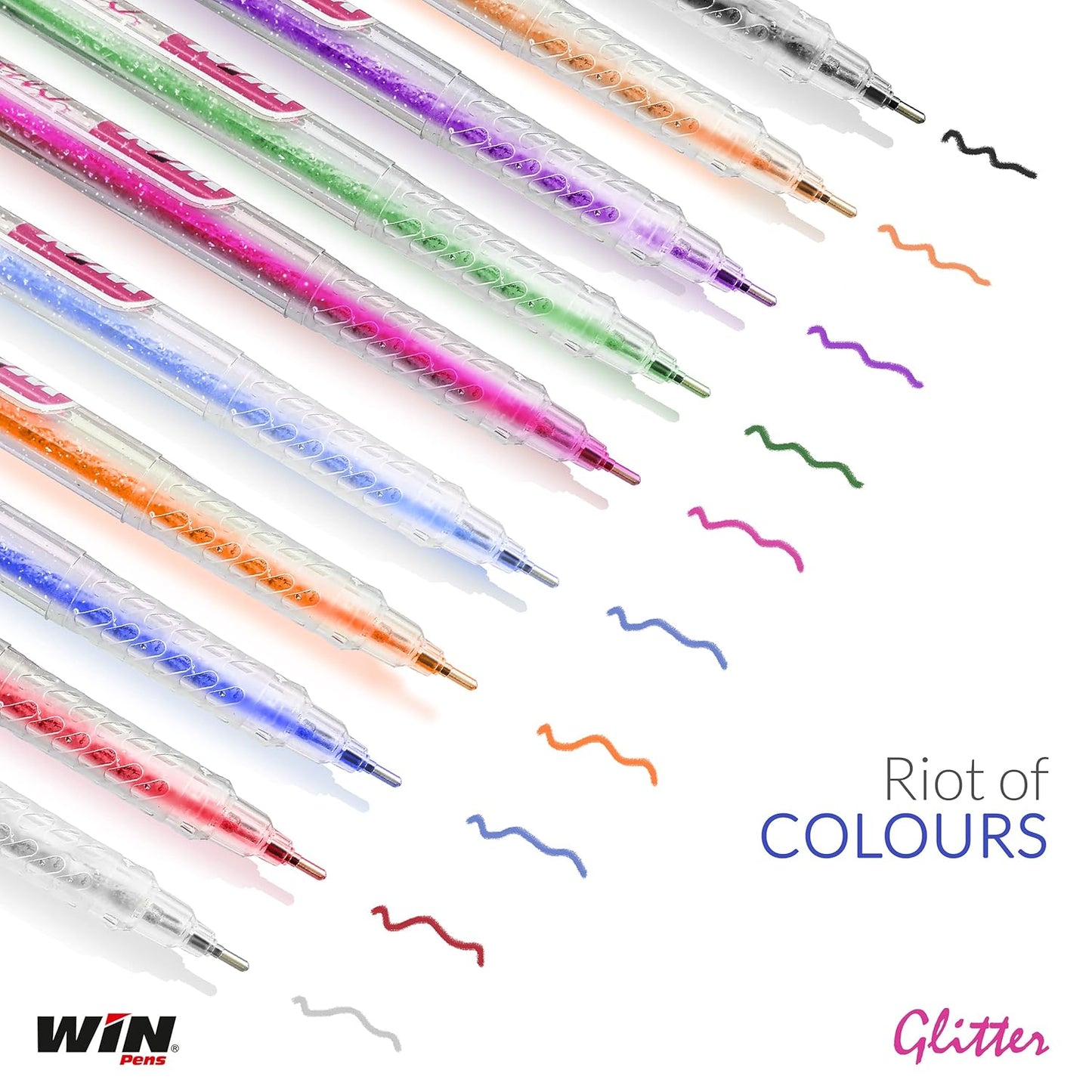 Win Glitter Gel Pen, Multicolor, Pack of 10