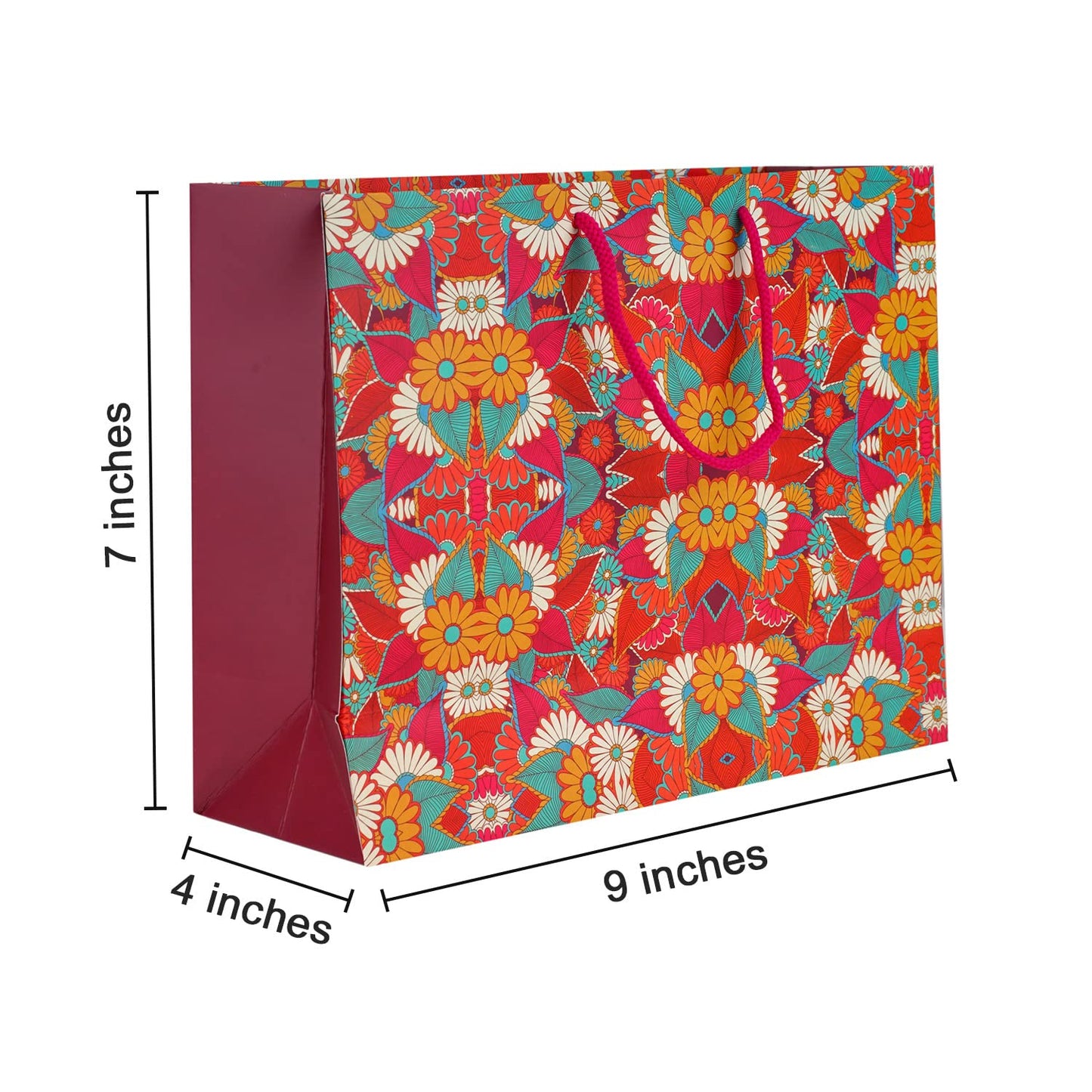 PaperPep Multicolor Traditional Print 9"X4"X7" Gifting Paper Bag