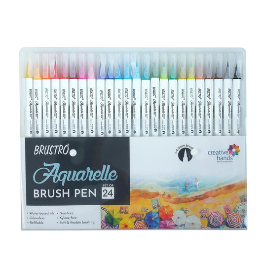 BRUSTRO Aquarelle Brush Pen, Set of 24