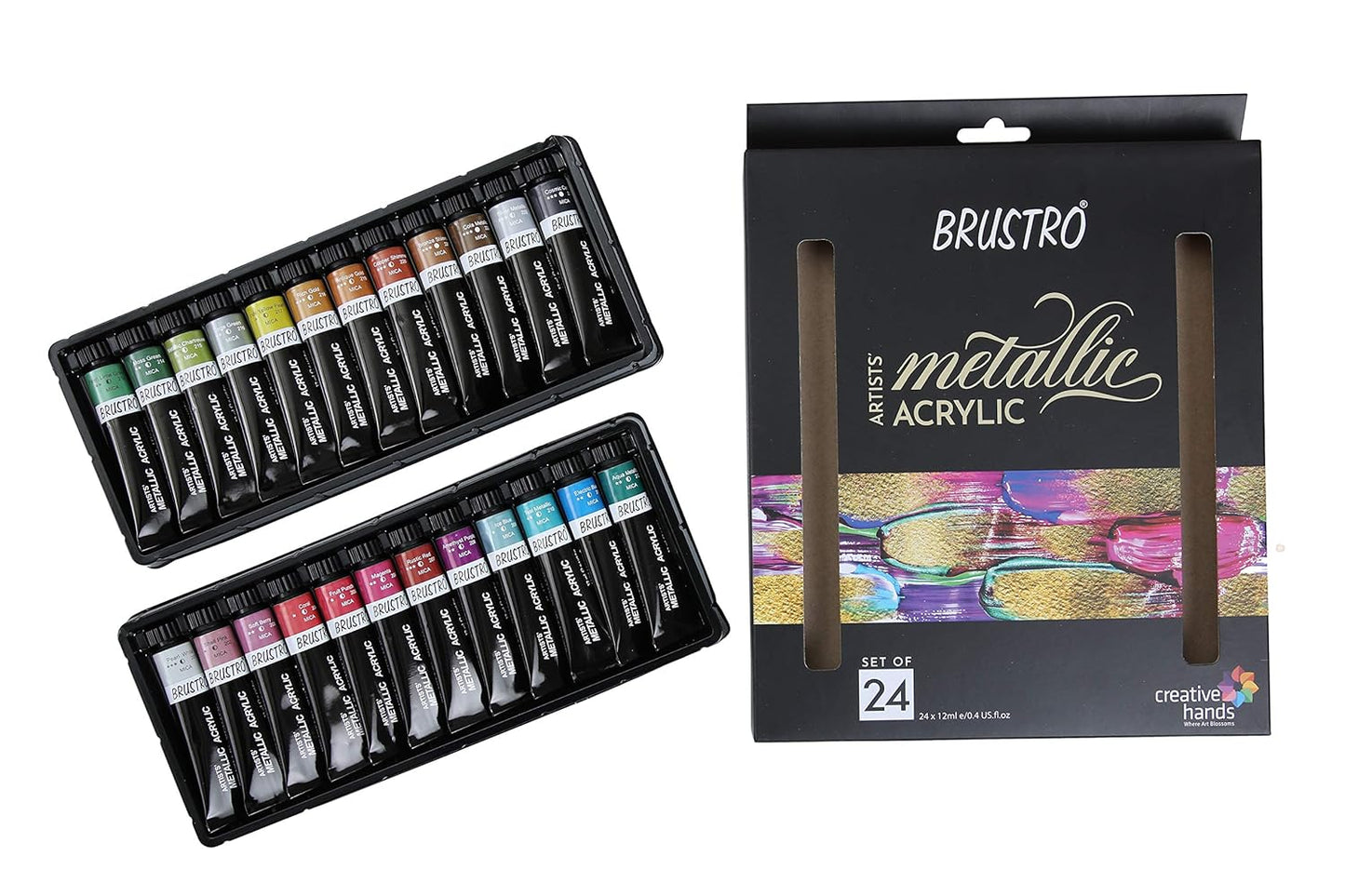 BRUSTRO Artists' Metallic Acrylic, Set of 24x12ml