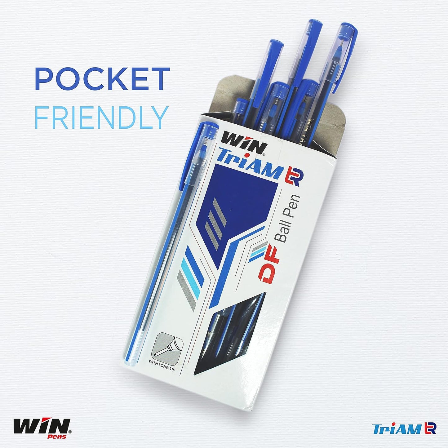 Win DF Triam TR Ball Pen, 0.7mm, Blue Ink, Pack of 20