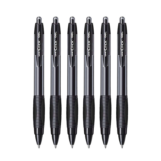 uni-ball Click Gel XSGR7 0.7mm Retractable Gel Pen, Black Ink, Pack of 6