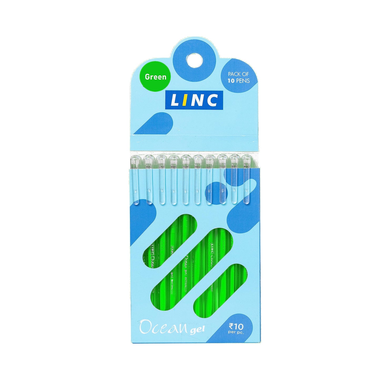 Linc Ocean Classic 0.55mm Gel Pen (Green Ink, Set Of 10)