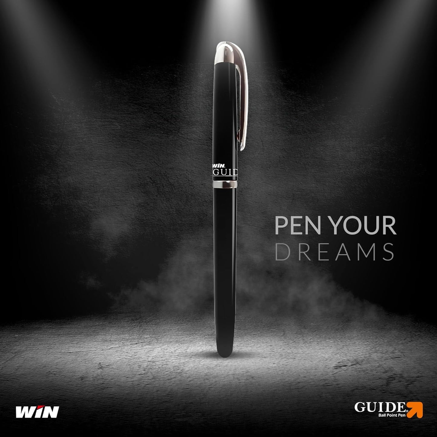 Win Guide Ball Pen, 0.6mm, Black Ink, Pack of 10 Card Pack