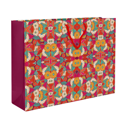 PaperPep Multicolor Traditional Print 17"X4.75"X12.5" Gifting Paper Bag