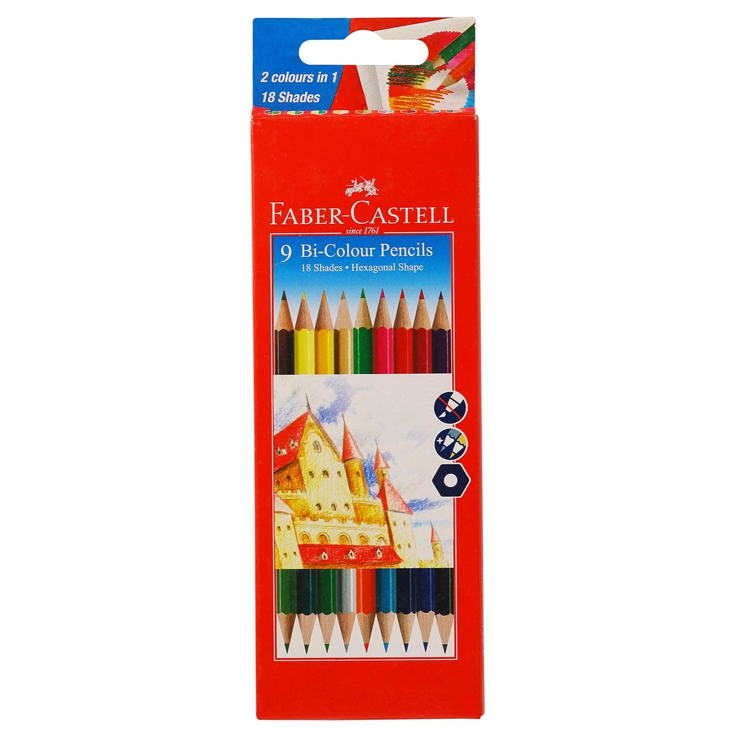 Faber-Castell Bi-Colour Pencil, Pack of 9