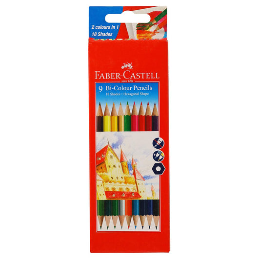 Faber-Castell Bi-Colour Pencil, Pack of 9