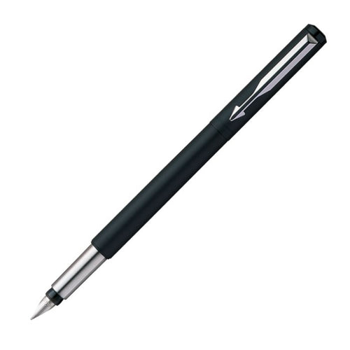 Parker Functional Vector Matte Black Chrome Trim Fountain Pen, Blue Ink, Pack Of 1