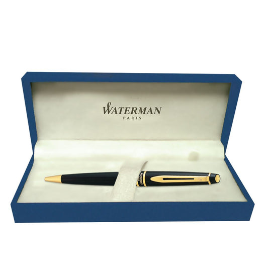 Waterman Expert Black Gold Trim  Ball Pen, Blue Ink, Pack Of 1