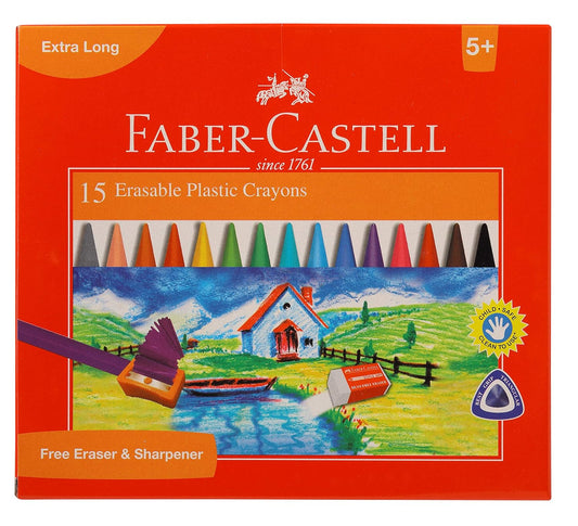 Faber-Castell Erasable Crayons 110mm, Pack of 15