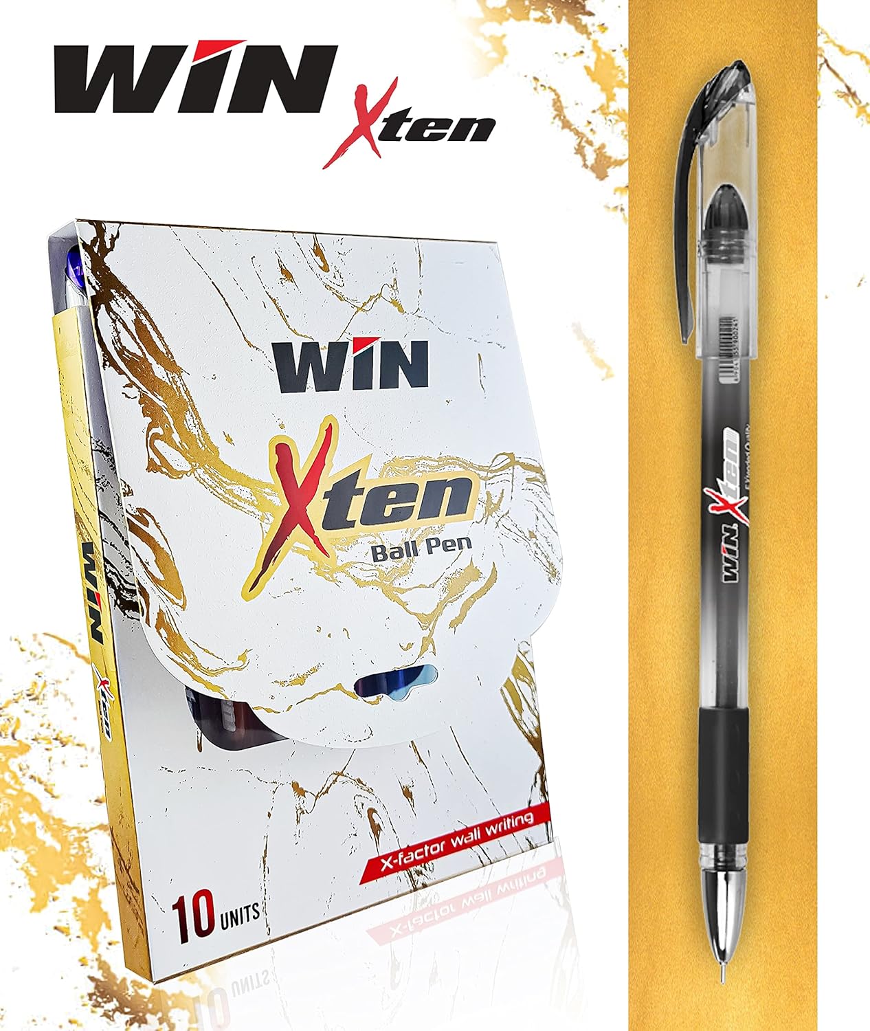 Win X-10 Ball pen, 0.6mm, Black Ink, Pack of 10 Card Pack