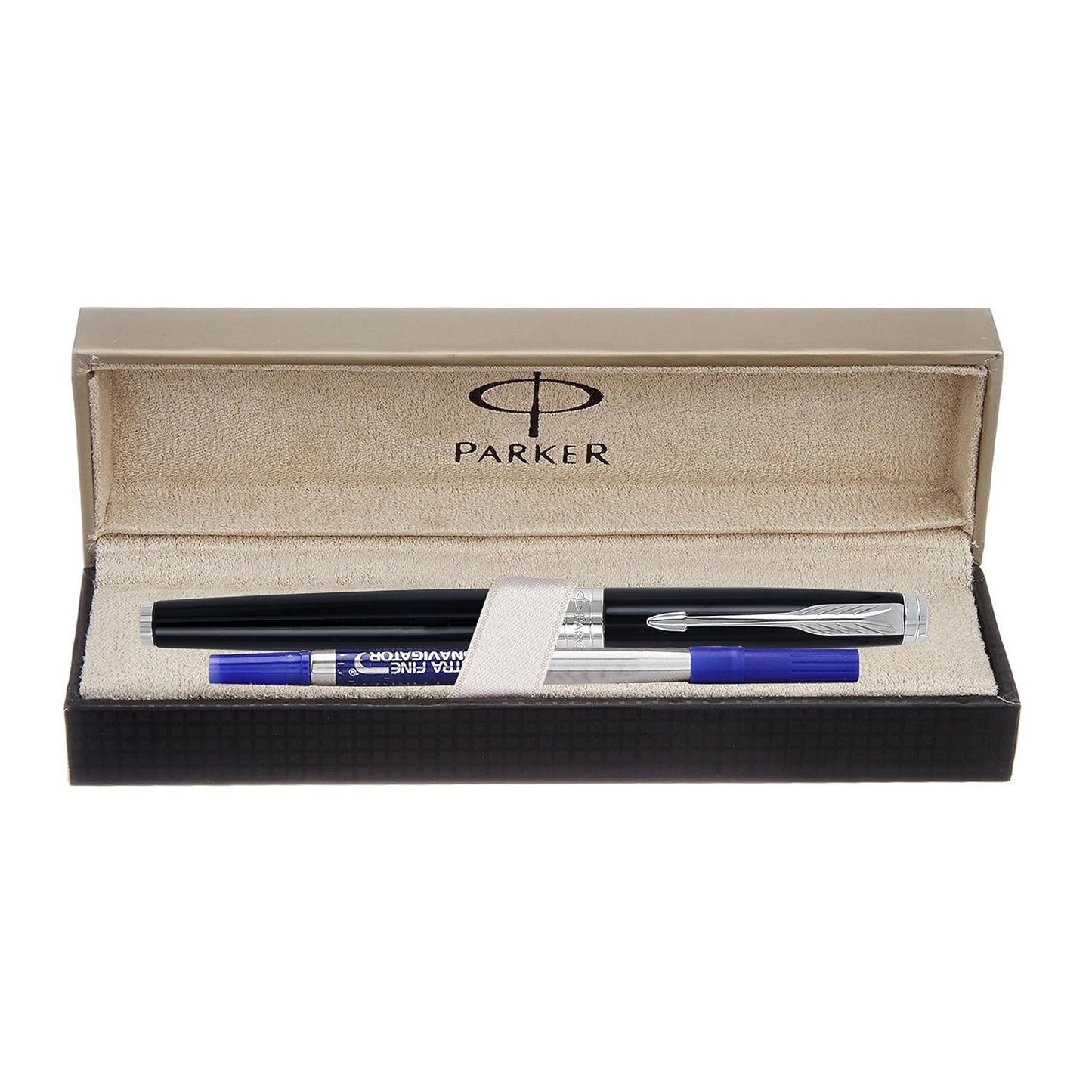 Parker Premium Aster Laque Black Chrome Trim Roller Ball Pen, Blue Ink, Pack Of 1