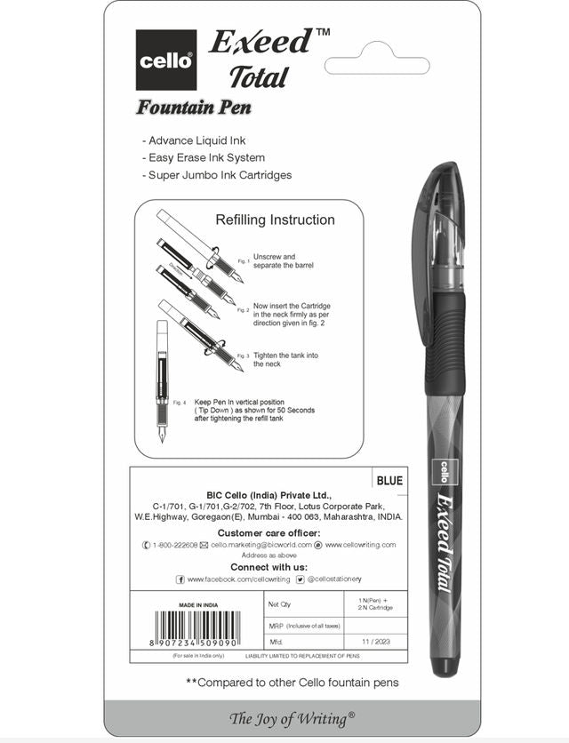 Cello Exeed Total Fountain Pen, Pack of 1