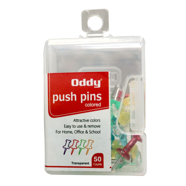 Oddy PUSH PINS TPT, PP50-9523T, 50 Pcs Pack, Transparent DAMROO SHAPE