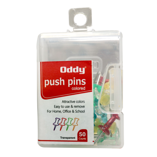 Oddy PUSH PINS TPT, PP50-9523T, 50 Pcs Pack, Transparent DAMROO SHAPE