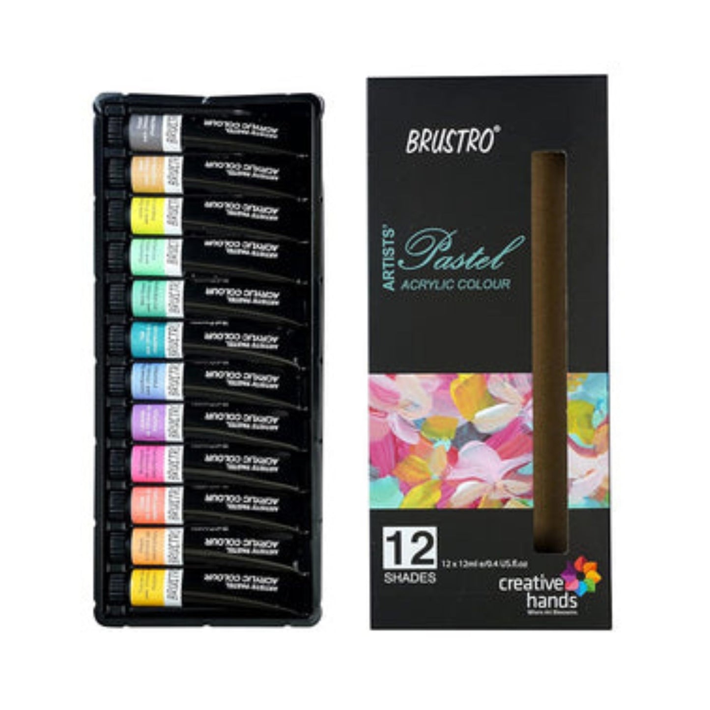 BRUSTRO Artists Acrylic Pastel Colour, Set of 12 Colours X 12ML Tubes