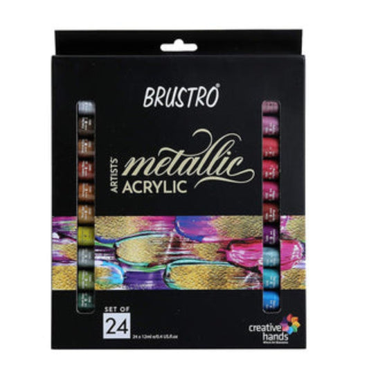 BRUSTRO Artists' Metallic Acrylic, Set of 24x12ml