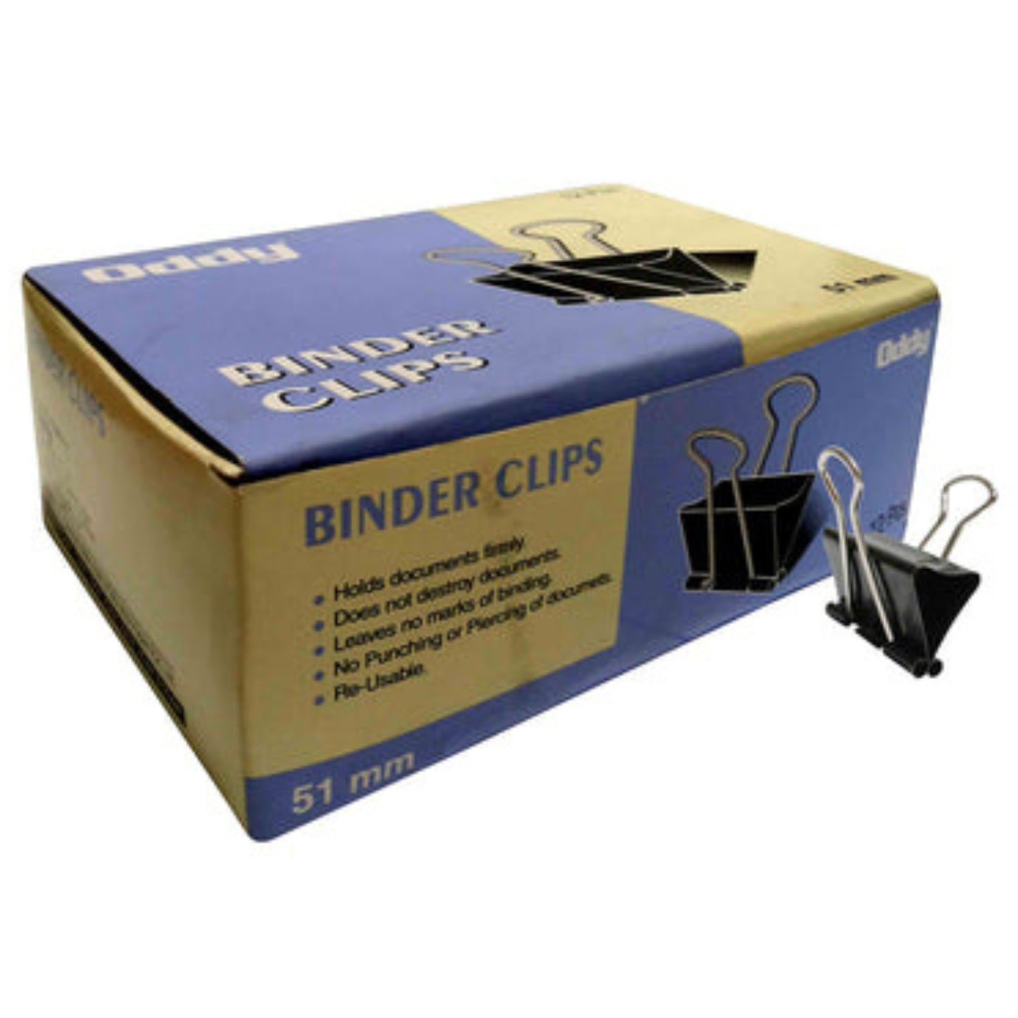 Oddy Binder Clips - (BCBLK51) - 51 mm Size - 12 Pcs Pack