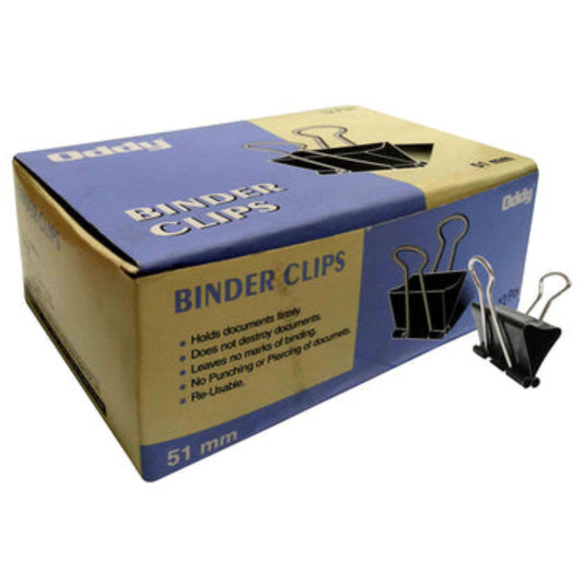 Oddy Binder Clips - (BCBLK51) - 51 mm Size - 12 Pcs Pack