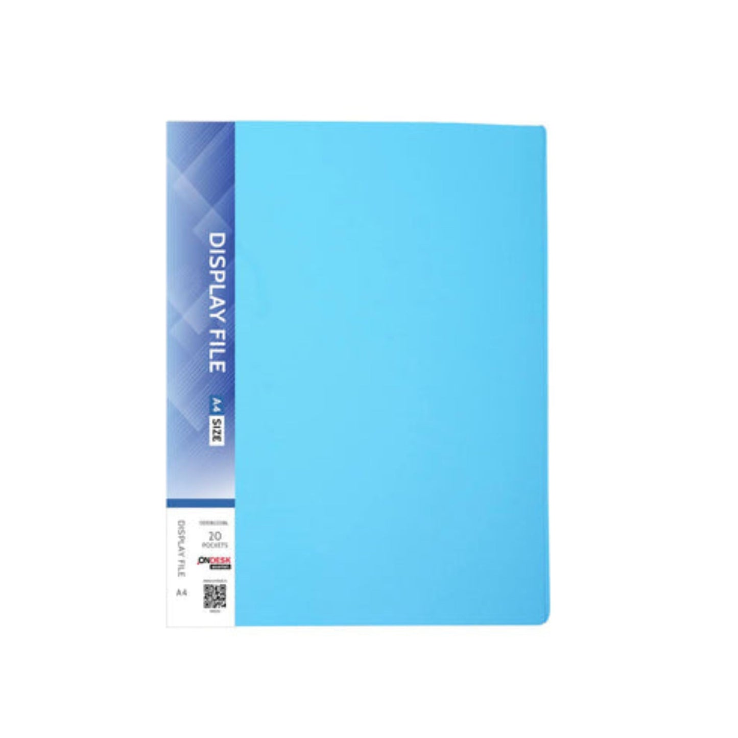 Ondesk Essentials Display Book File with 20 Pockets (40 Sheets Capacity), File for A4 Size Documents, Blue, Pack of 1