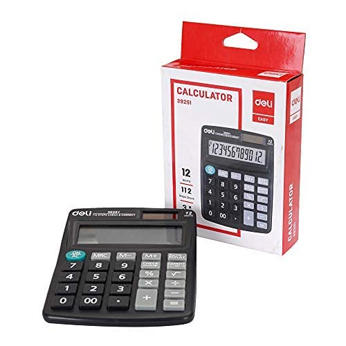 DELI W39251 12 - DGT 112 CHK PALM CALCULATOR - Color May Vary