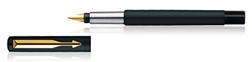 Parker Vector Matte Black Gold Trim Fountain Pen - Black Ink, Pack Of 1